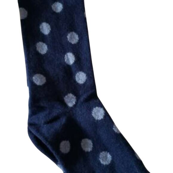 New Garnet Hill Dot Socks 9-11 Cashmere Blend Warm Navy Light Blue Holiday Gift - Picture 2 of 5